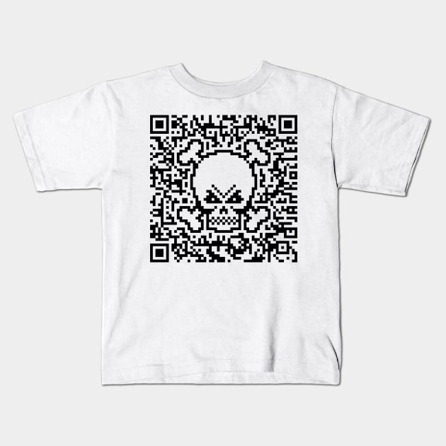 Skull And Crossbones (Quick Response Code / POS) Kids T-Shirt by MrFaulbaum